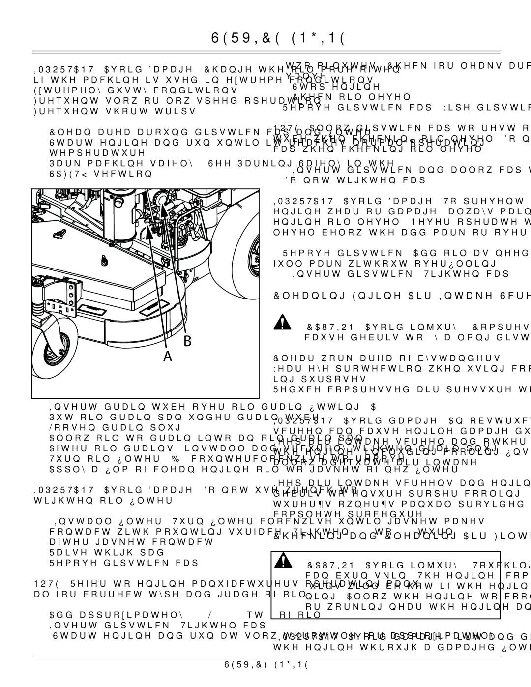 Great Dane GSRKA1934S manual Cleaning Engine Air Intake Screen and Fan, Checking and Cleaning Air Filter Elements 