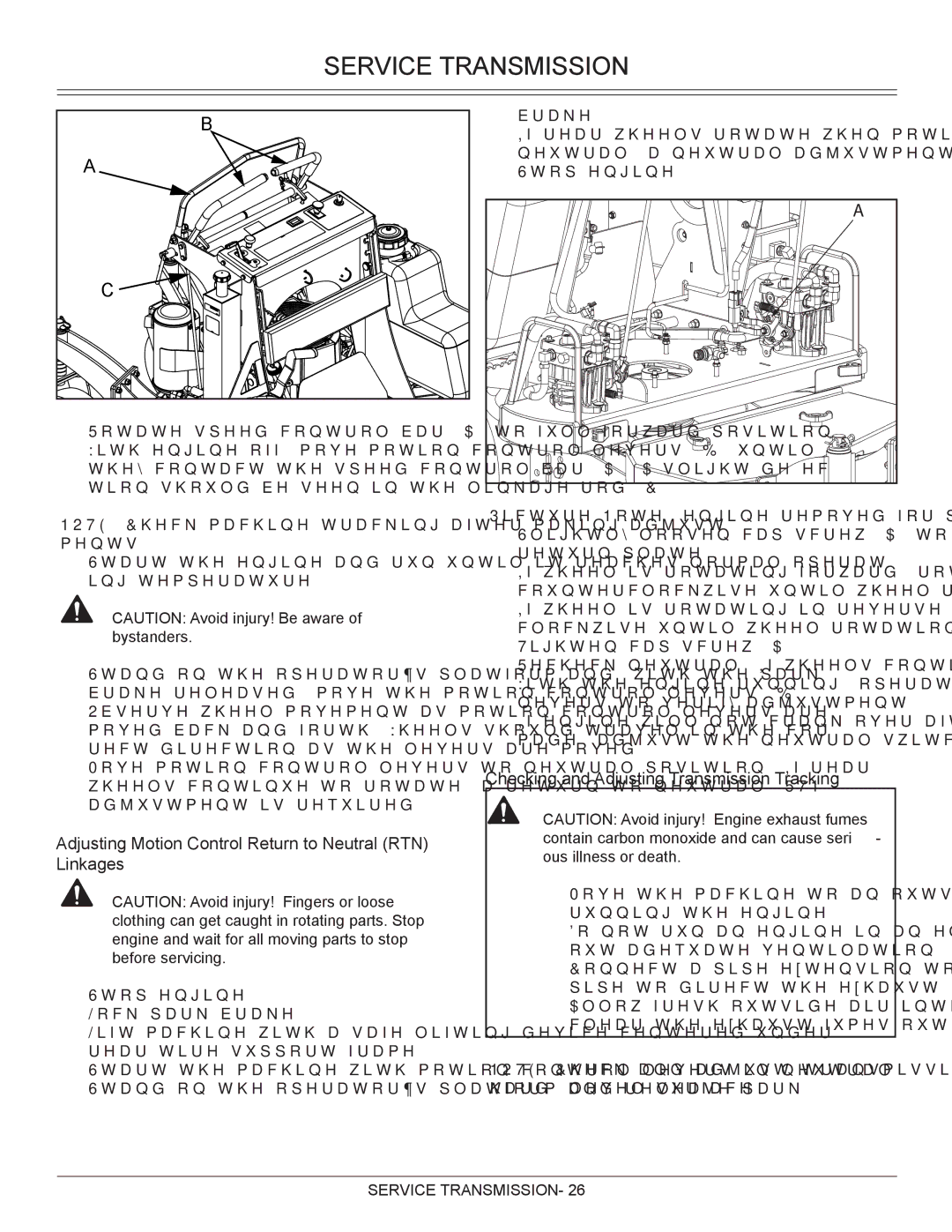 Great Dane GSRKA1934S manual Adjusting Motion Control Return to Neutral RTN Linkages 