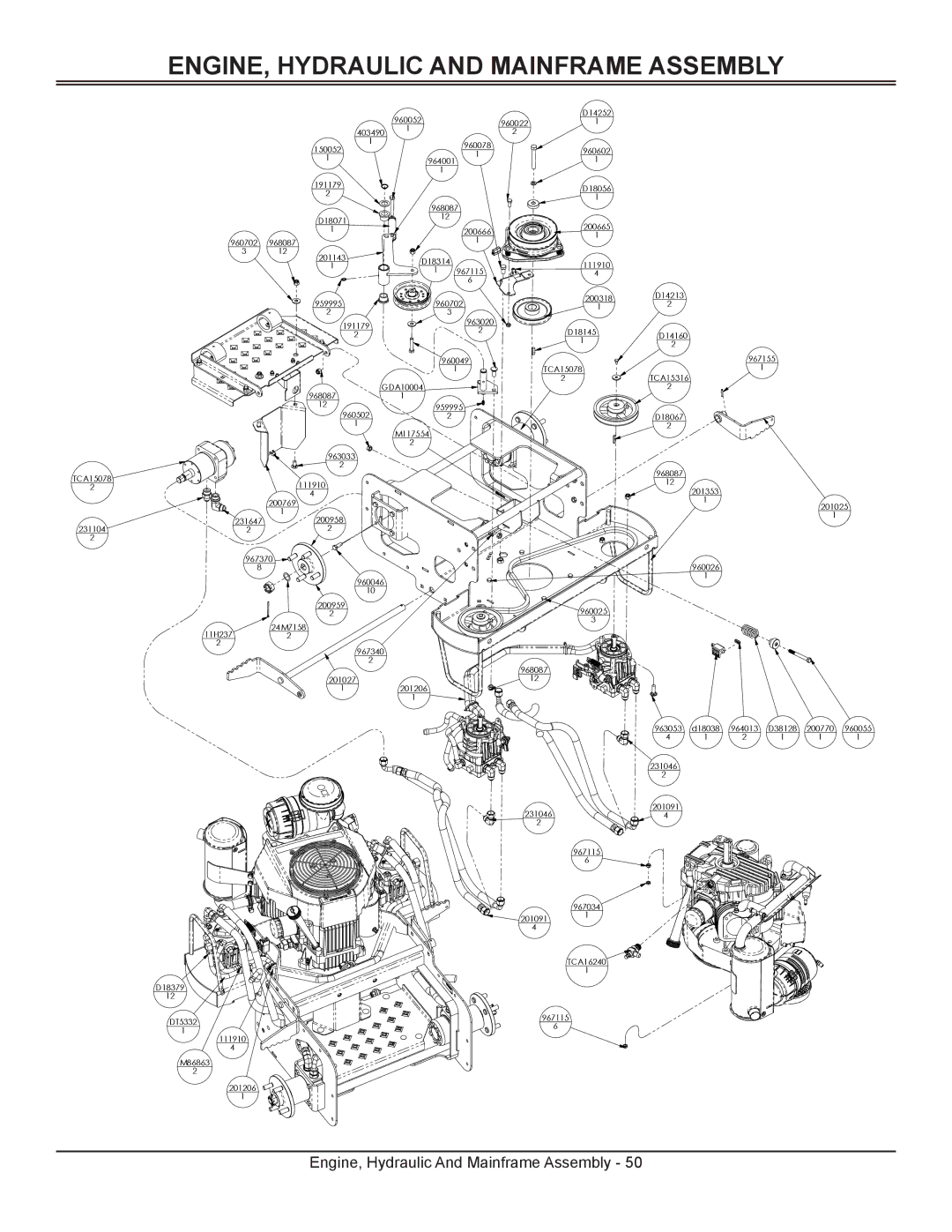 Great Dane GSRKA1934S manual ENGINE, Hydraulic and Mainframe Assembly 