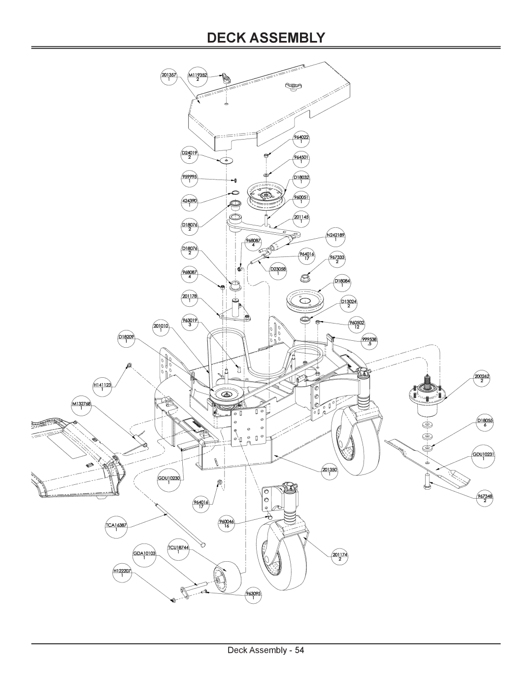 Great Dane GSRKA1934S manual Deck Assembly 