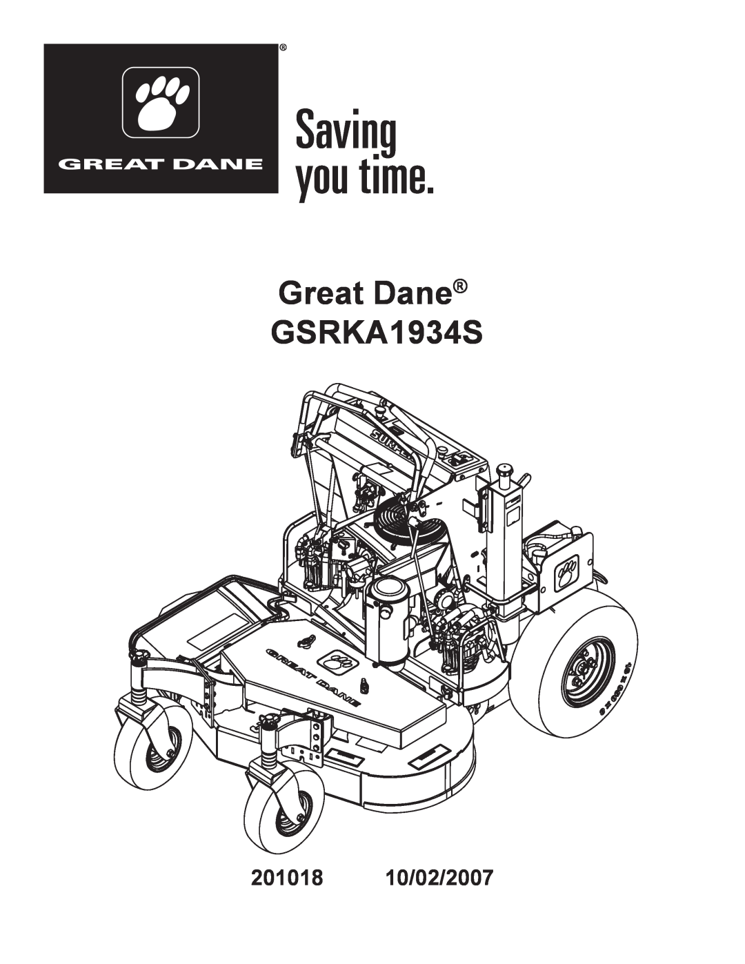 Great Dane manual Great Dane GSRKA1934S, 201018 10/02/2007 