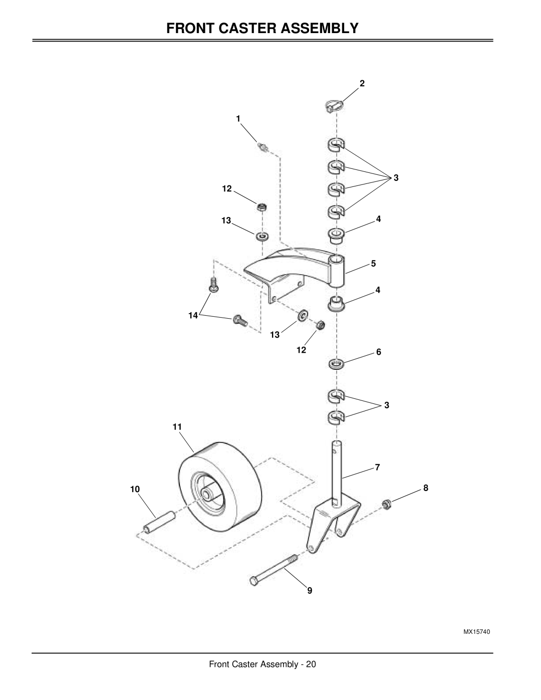 Great Dane TCHE48-17KA, TCHR52-17KA, TCHR48-17KA, TCHE52-17KAE, TCHR48-15KA, TCHR36-15KA technical manual Front Caster Assembly 