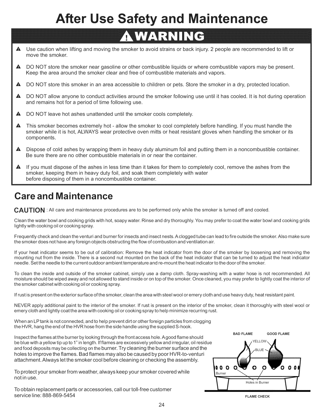 Great Outdoors 3600G manual After se Safety and aintenance 