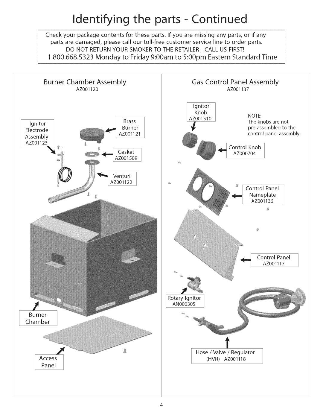 Great Outdoors 3600G manual Identifying the parts 