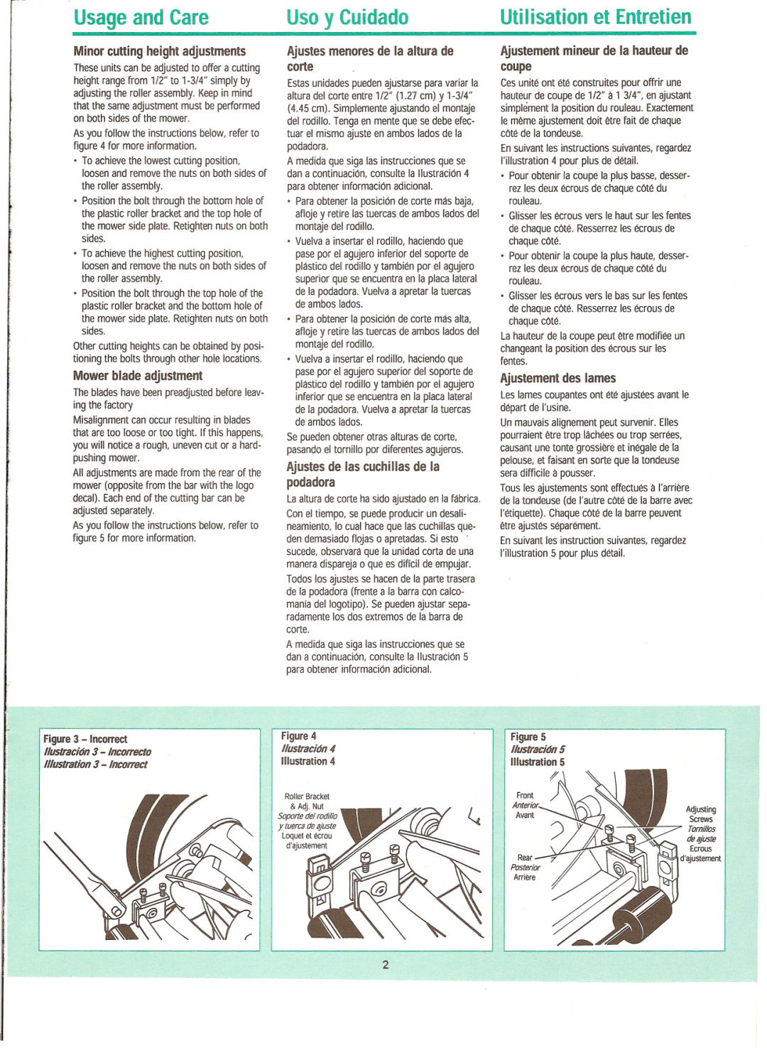 Great States 304-14, 404-14, 303-145, 204-14 owner manual Usage and Care Uso y Cuidado Utilisation et Entretien 