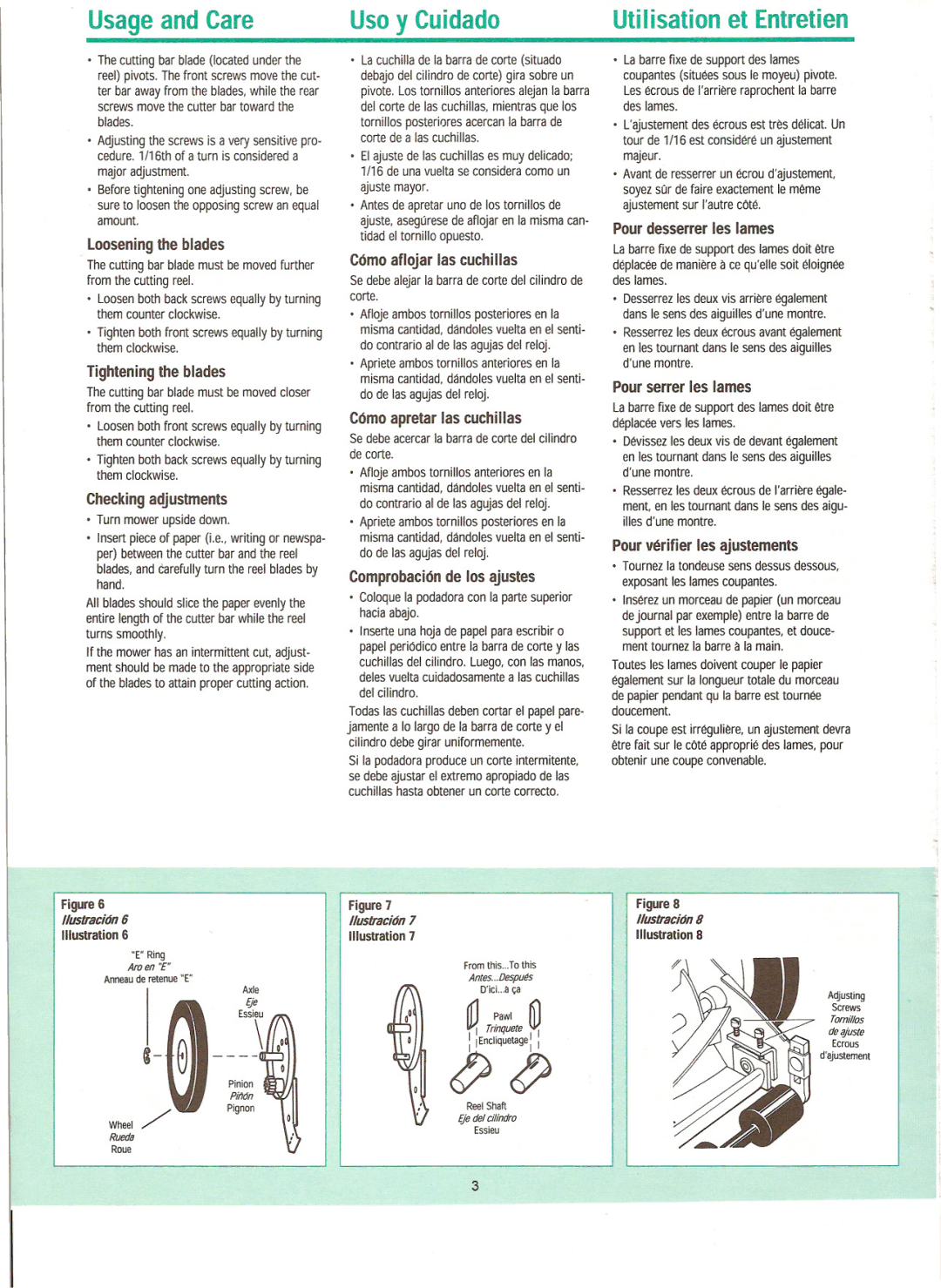 Great States 404-14, 303-145, 204-14, 304-14 owner manual Usage and Care, Uso y Cuidado, Uti Iisation et Entretien 