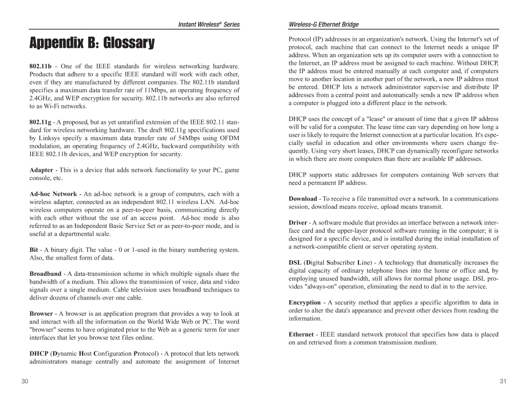 Green House WGA54G manual Appendix B Glossary 