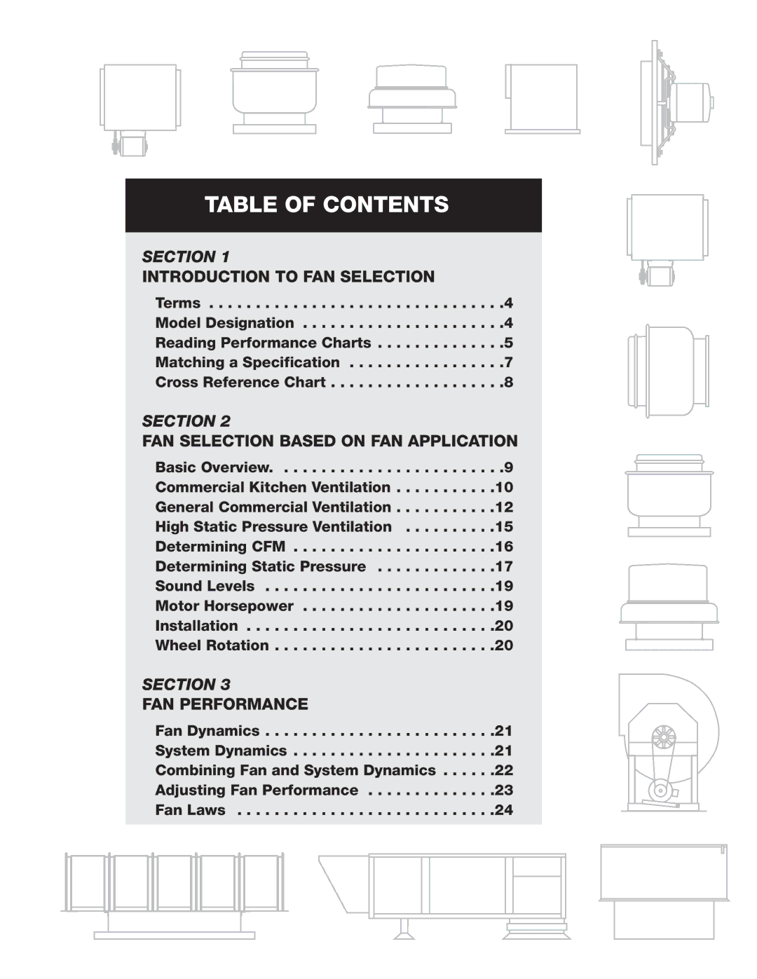 Greenheck Fan 240XP-CUb manual Table of Contents 