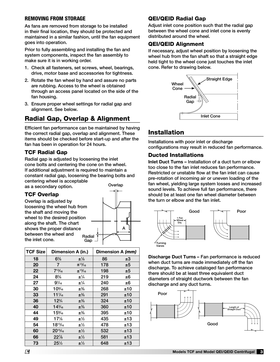 Greenheck Fan 459968 manual Radial Gap, Overlap & Alignment, Installation 