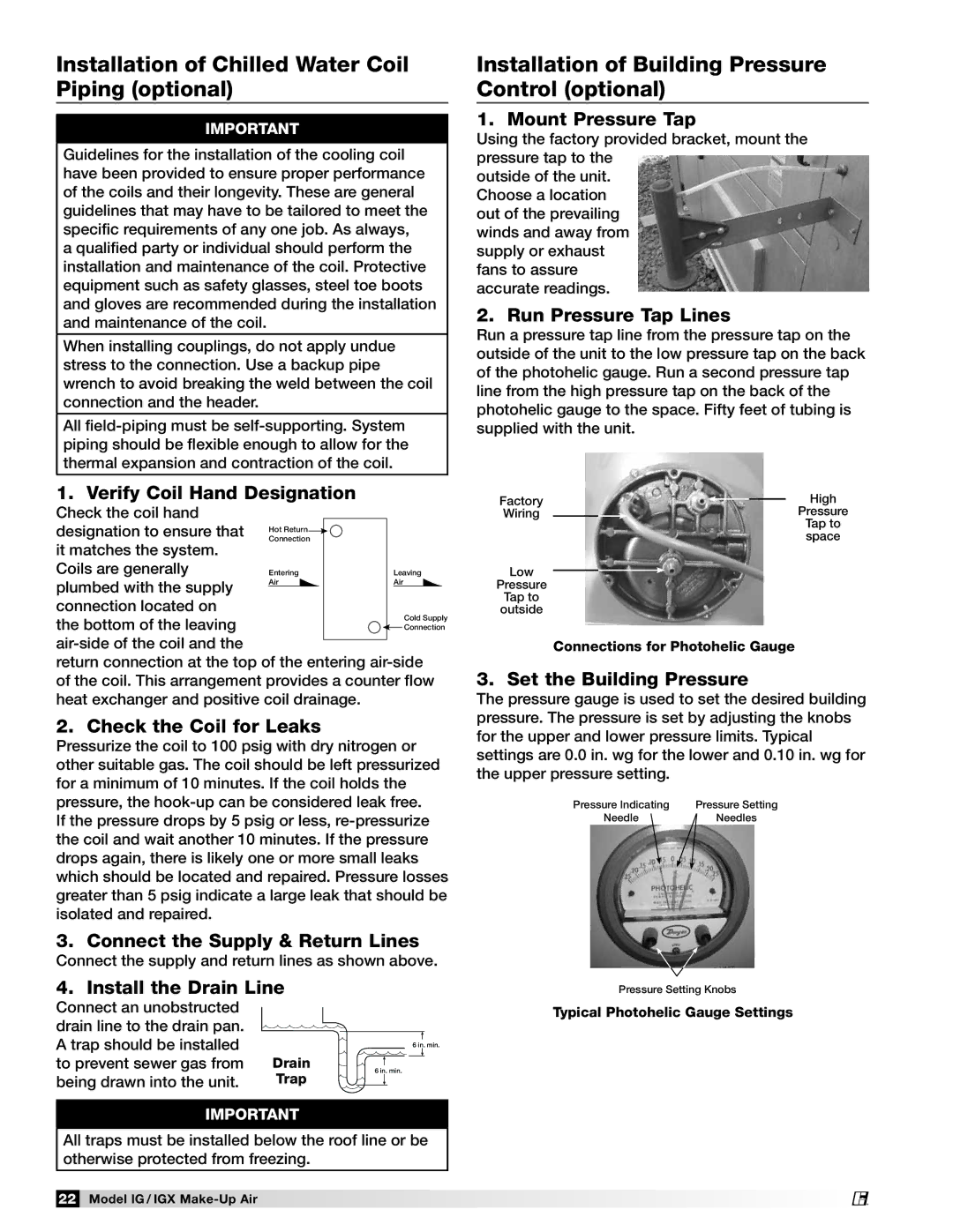 Greenheck Fan 470656 manual Installation of Chilled Water Coil Piping optional 