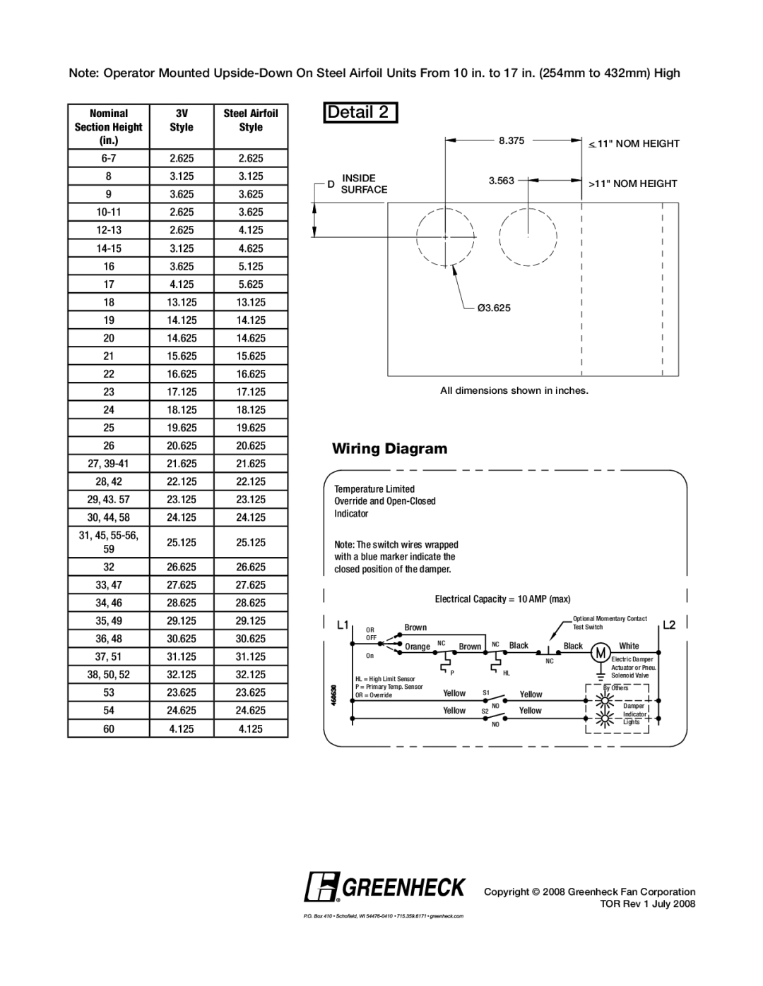 Greenheck Fan 471837 installation instructions Wiring Diagram, Style 