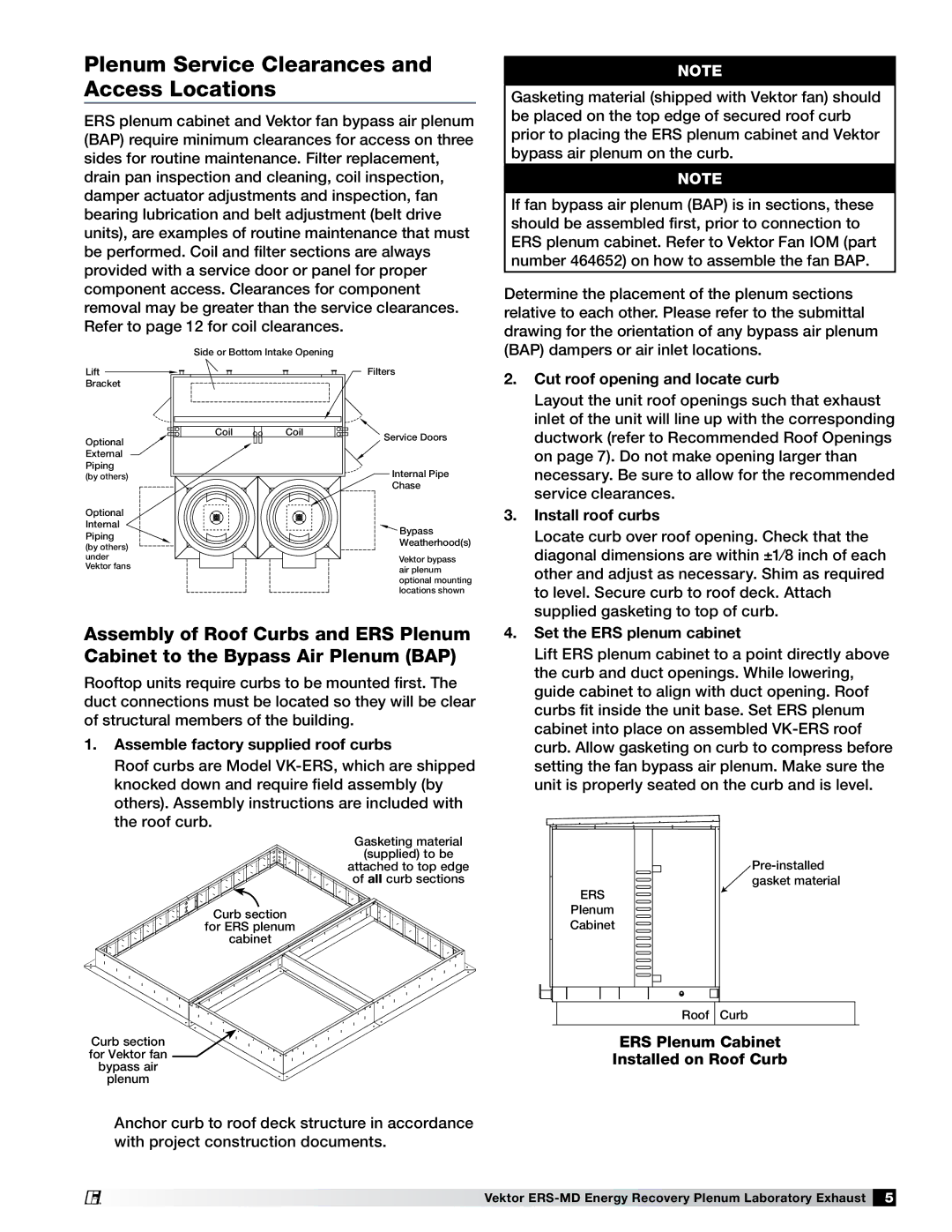 Greenheck Fan 474118 installation manual Plenum Service Clearances and Access Locations 