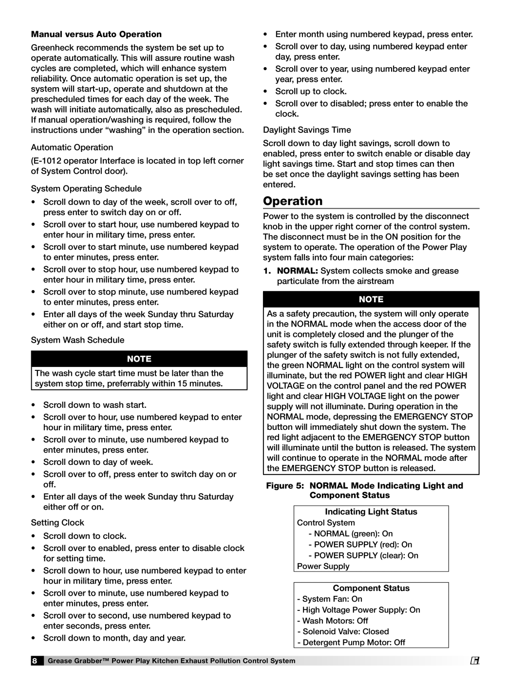 Greenheck Fan 474754 installation manual Manual versus Auto Operation, Component Status 