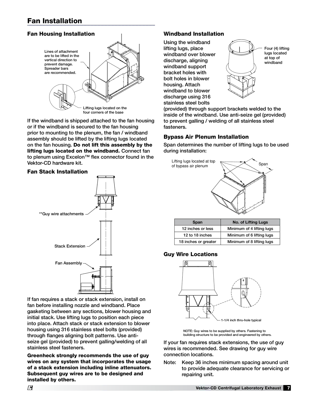 Greenheck Fan 47555 specifications Fan Installation 