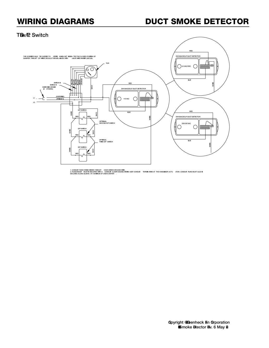 Greenheck Fan DH100ACDCLP specifications TOR w/ EP Switch 