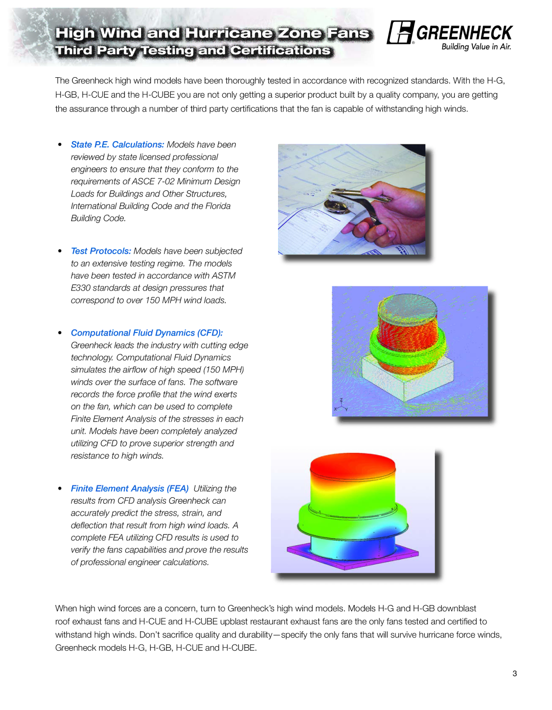 Greenheck Fan H-CUE, H-CUBE, H-GB manual Third Party Testing and Certiﬁcations 