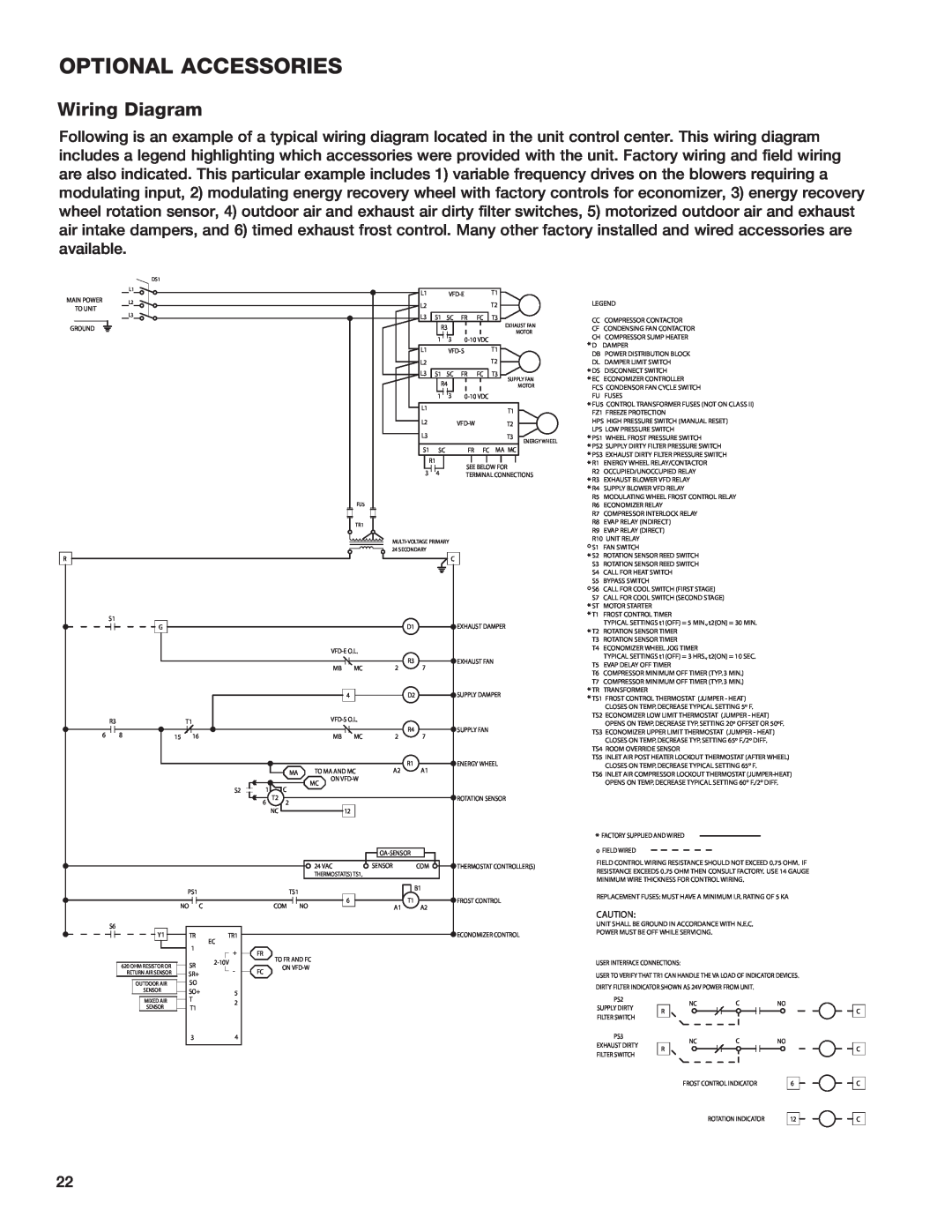 Greenheck Fan 55, HRE-20, 90, 45 manual Wiring Diagram, optional accessories 