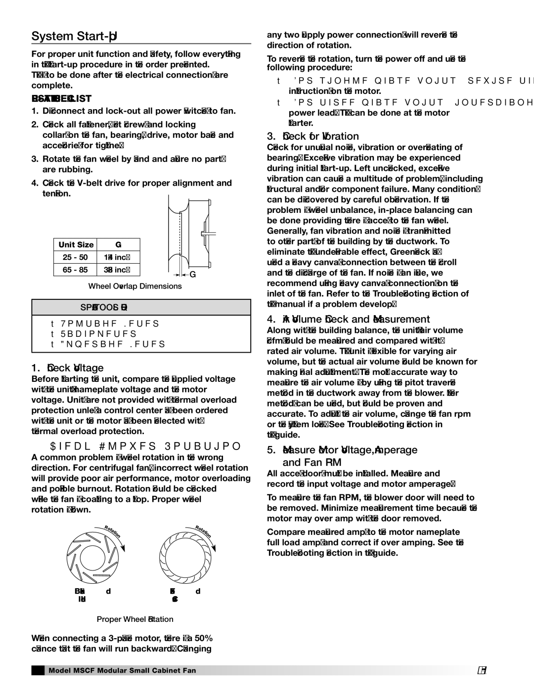 Greenheck Fan MSCF-FC, MSCF-BI manual System Start-Up 