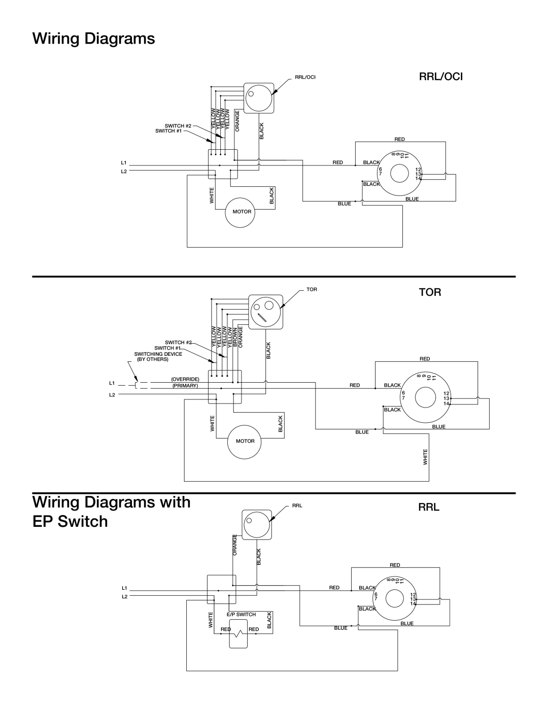 Greenheck Fan No Flow Duct Smoke Detector specifications Wiring Diagrams with EP Switch, Rrl/Oci 