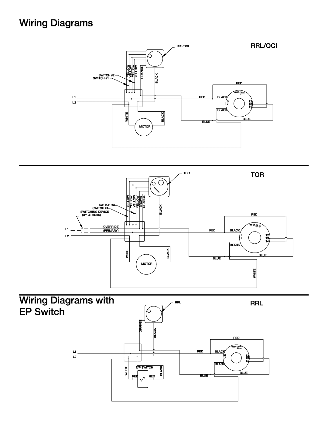 Greenheck Fan No Flow Duct Smoke Detector specifications Wiring Diagrams with EP Switch, Rrl/Oci 