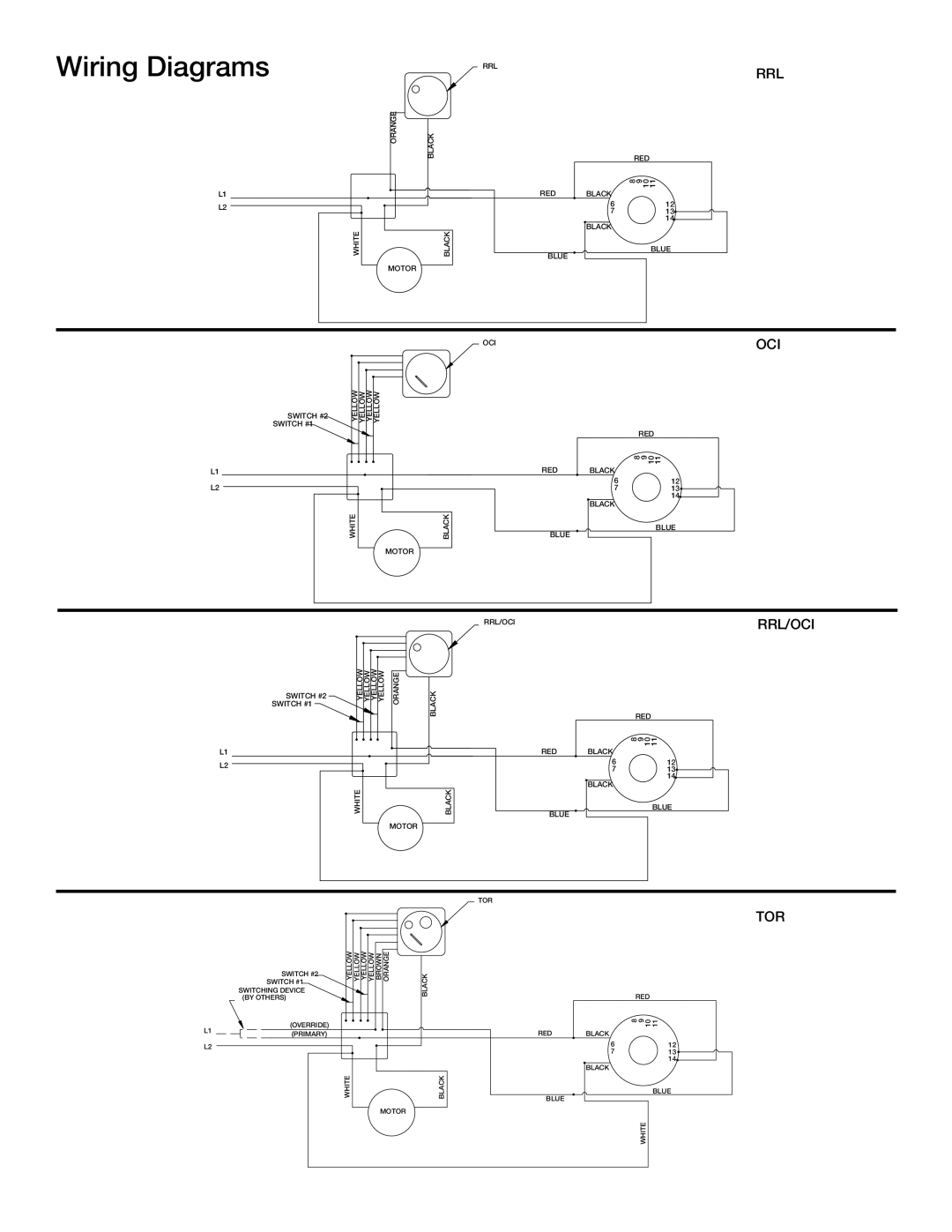 Greenheck Fan none installation instructions Wiring Diagrams, Rrl/Oci, Tor 