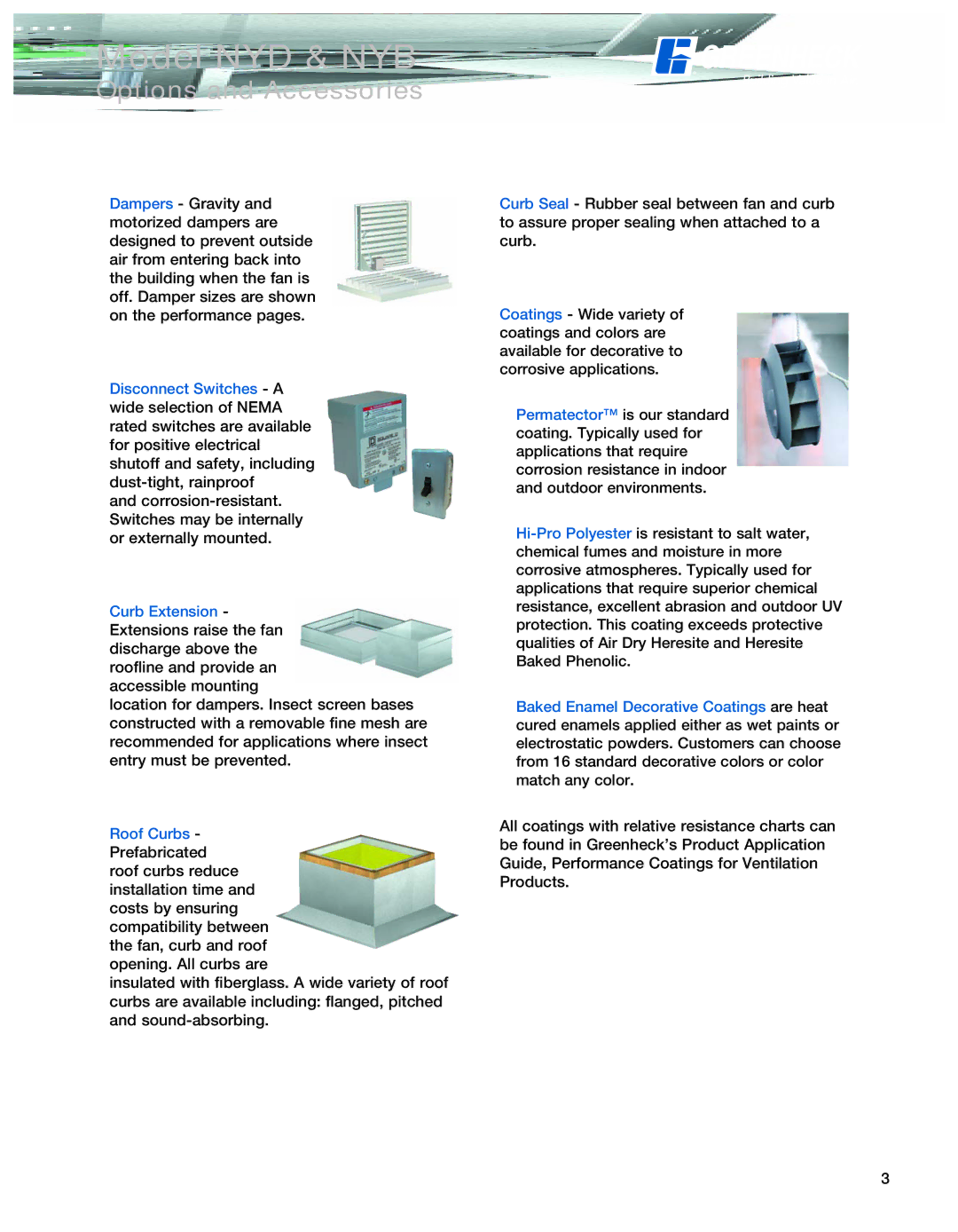 Greenheck Fan NYD, NYB manual Options and Accessories 