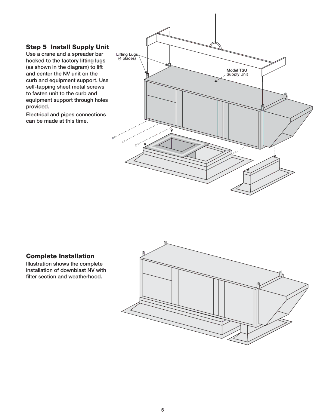 Greenheck Fan Outdoor Air Ventilator manual Install Supply Unit, Complete Installation 