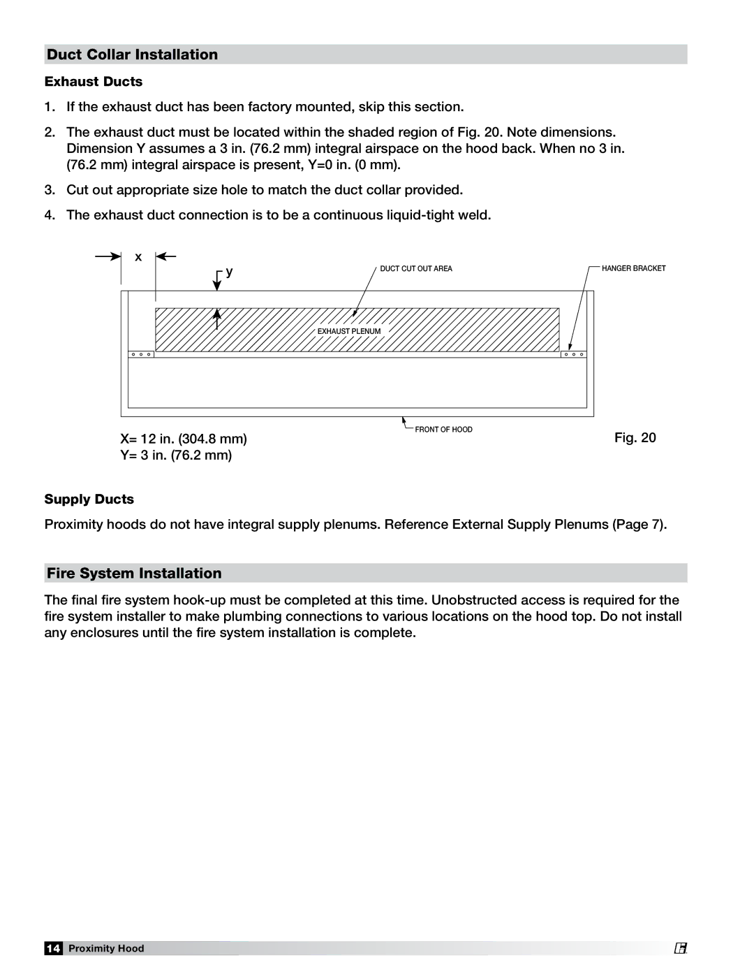 Greenheck Fan PN 458294 manual Duct Collar Installation, Fire System Installation 