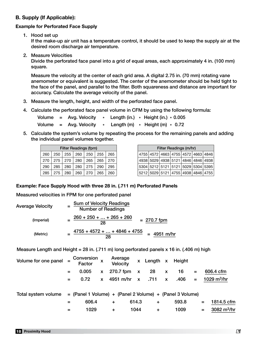 Greenheck Fan PN 458294 manual Supply If Applicable, Example for Perforated Face Supply 