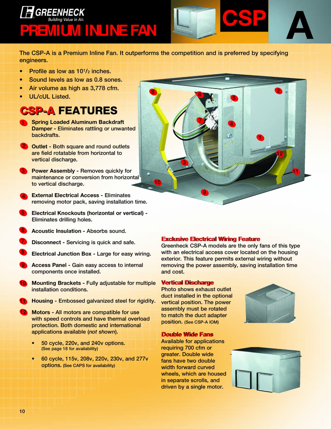 Greenheck Fan manual CSP a, Csp-Afeatures 