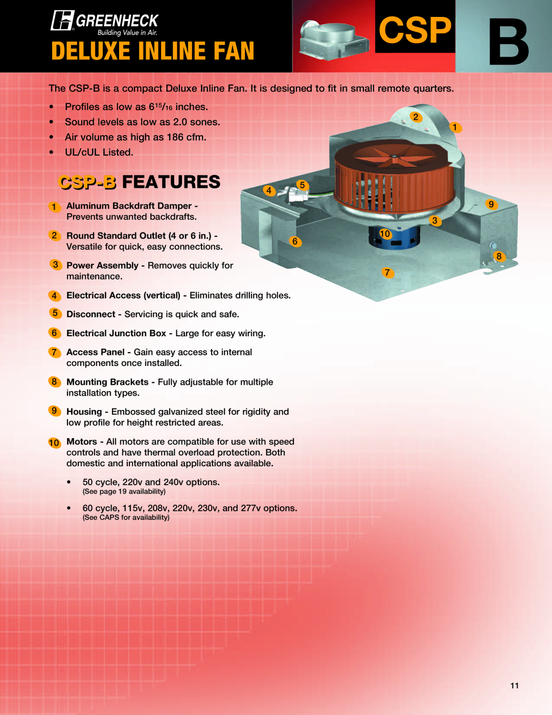 Greenheck Fan manual Csp, CSP-BFEATURES 4 