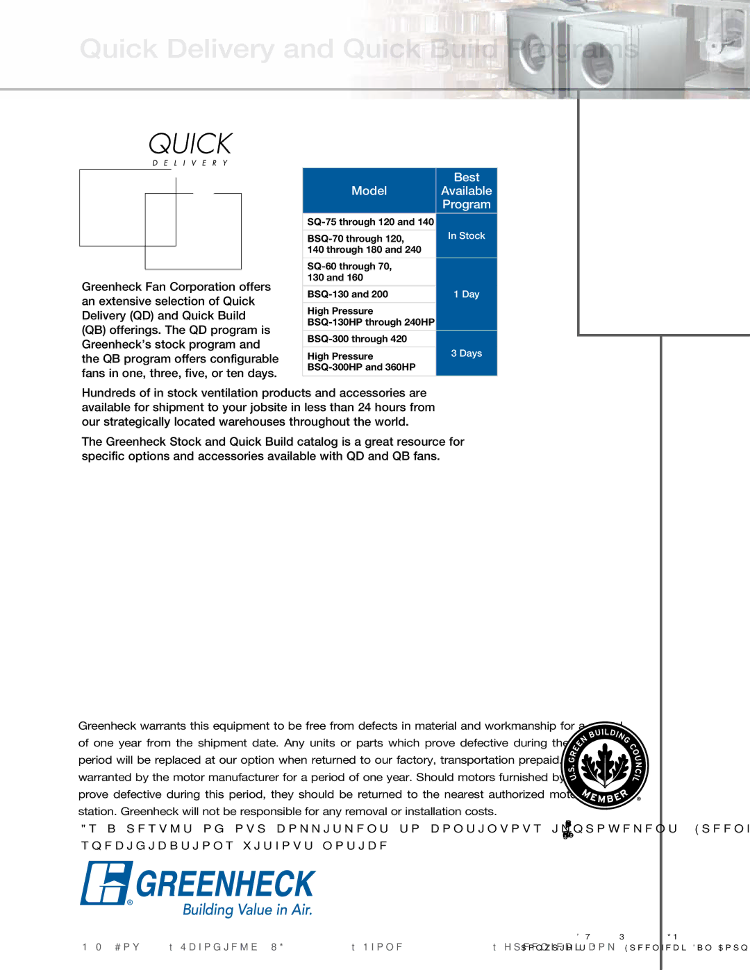 Greenheck Fan SQ/BSQ manual SQ-75 through 120 BSQ-70 through, Through 180 SQ-60 through 130 BSQ-130, BSQ-300HP and 360HP 