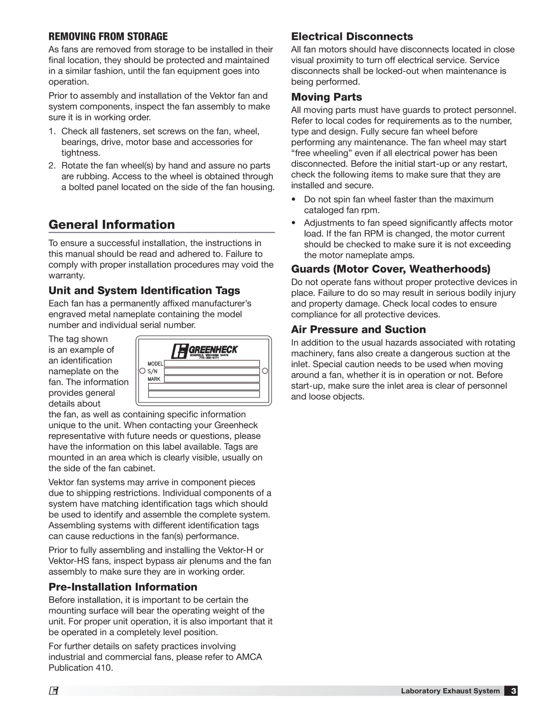 Greenheck Fan Vektor-HS manual General Information 