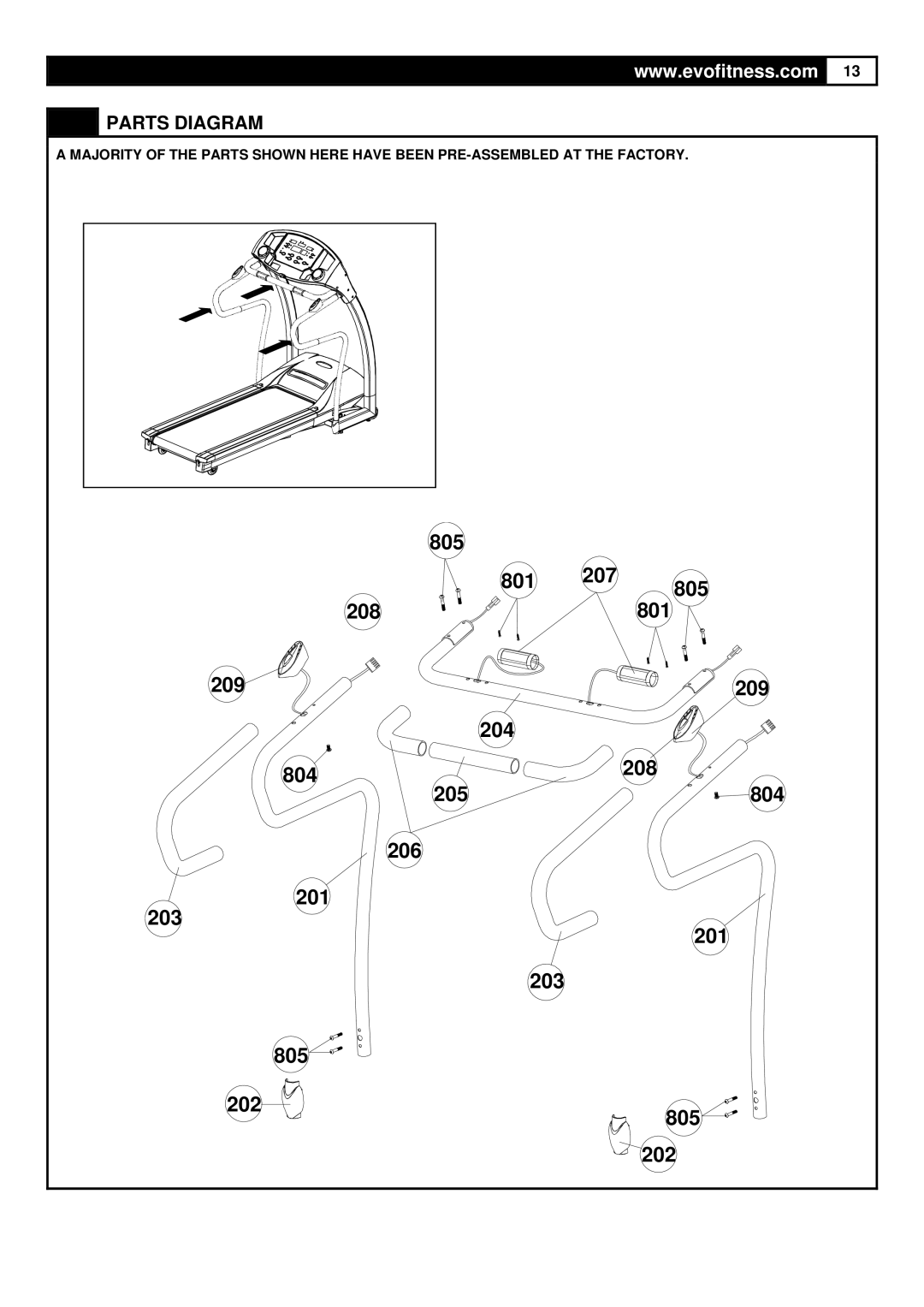 Greenmaster FX40HR manual 805 801 207 208 209 204 804 205 206 201 203 202 