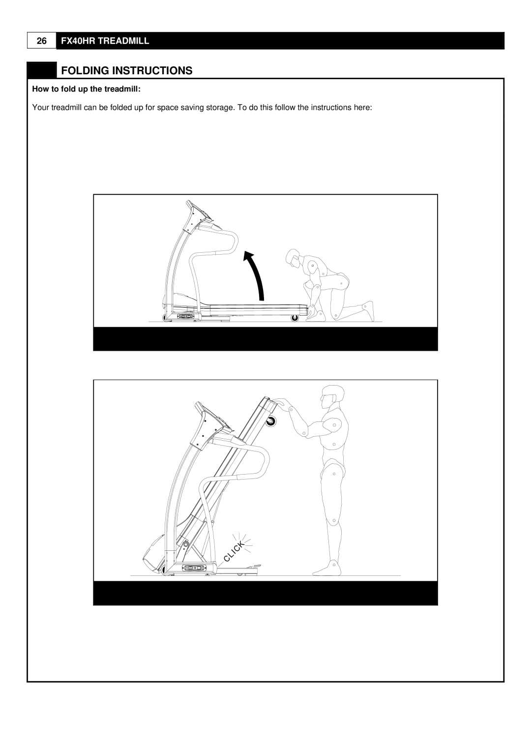 Greenmaster FX40HR manual Folding Instructions, How to fold up the treadmill 