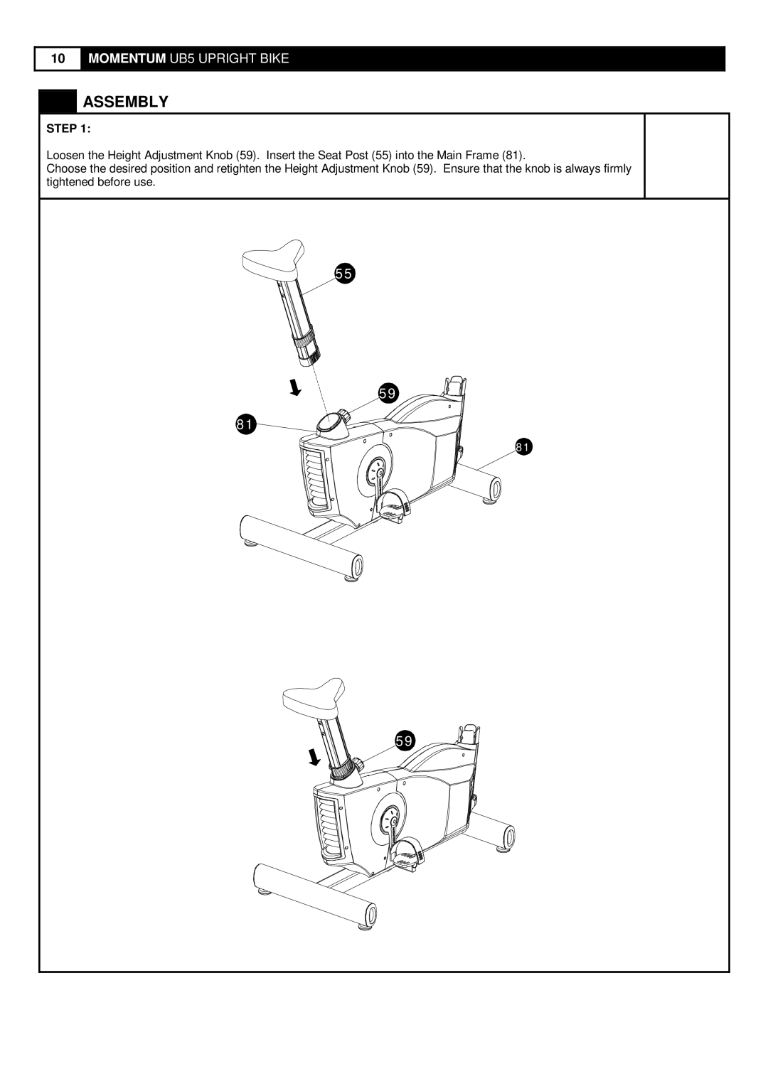 Greenmaster UB5 manual Assembly, Step 