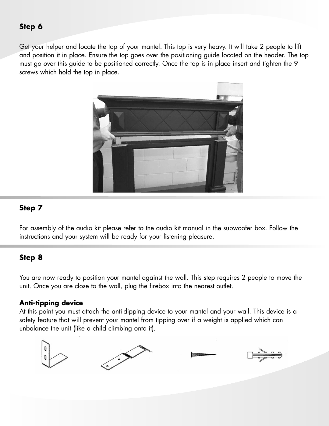 Greenway Home Products GEF282ABL manual Anti-tipping device 