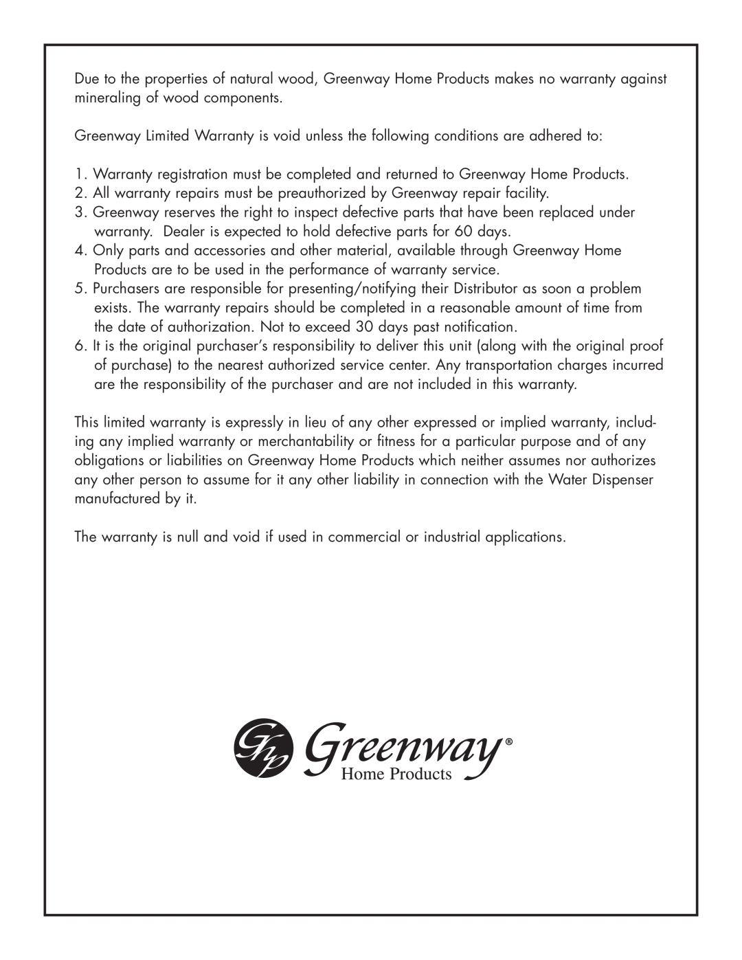 Greenway Home Products GEF282ABL manual 