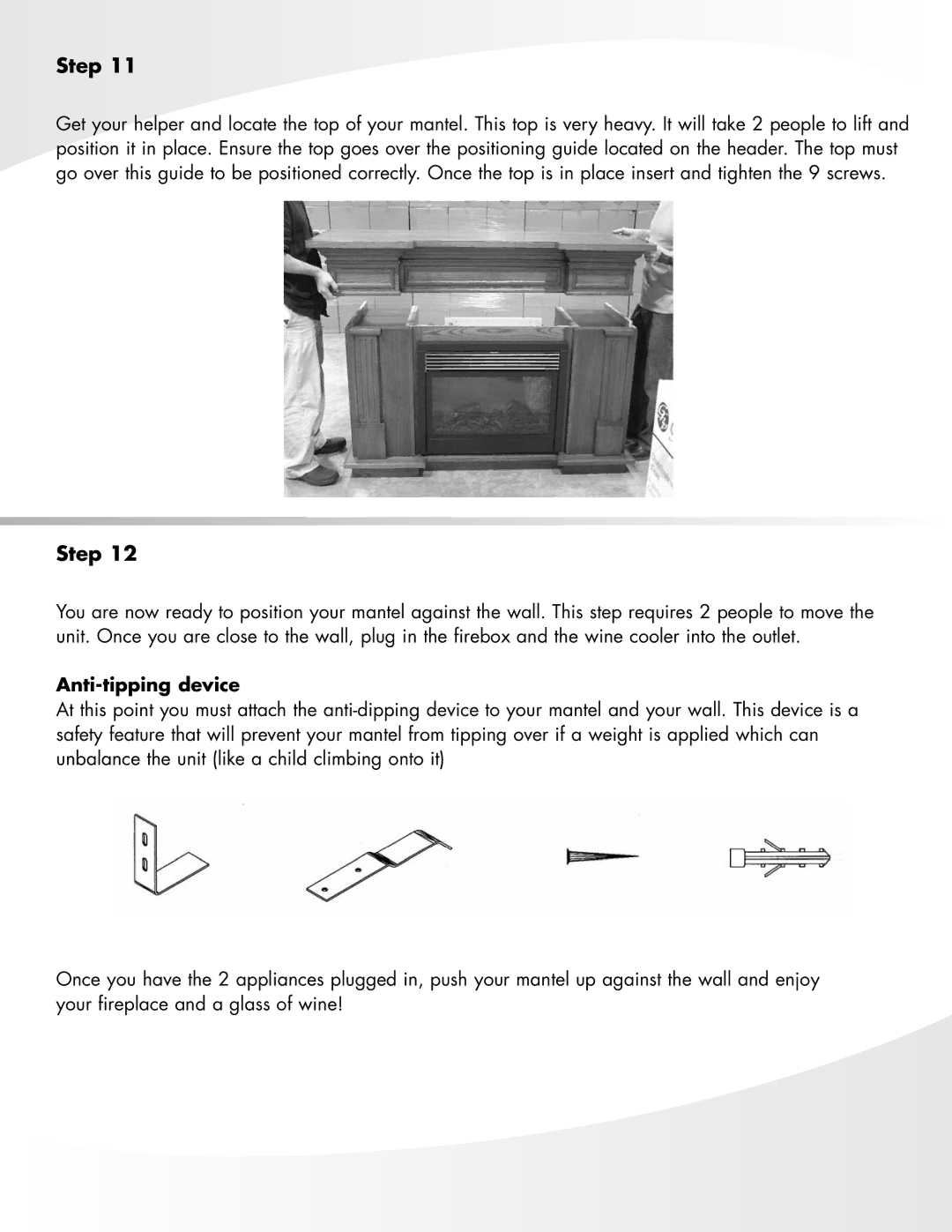 Greenway Home Products GEF28WCDO manual Anti-tipping device 