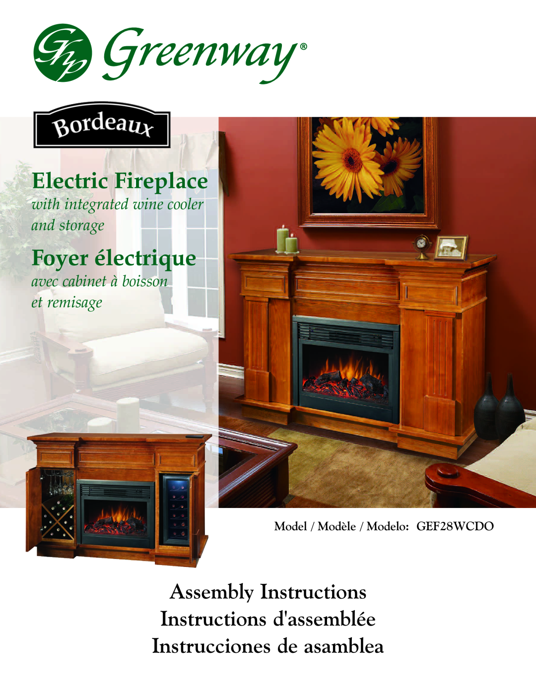 Greenway Home Products GEF28WCDO manual Electric Fireplace, Foyer électrique, Instrucciones de asamblea 