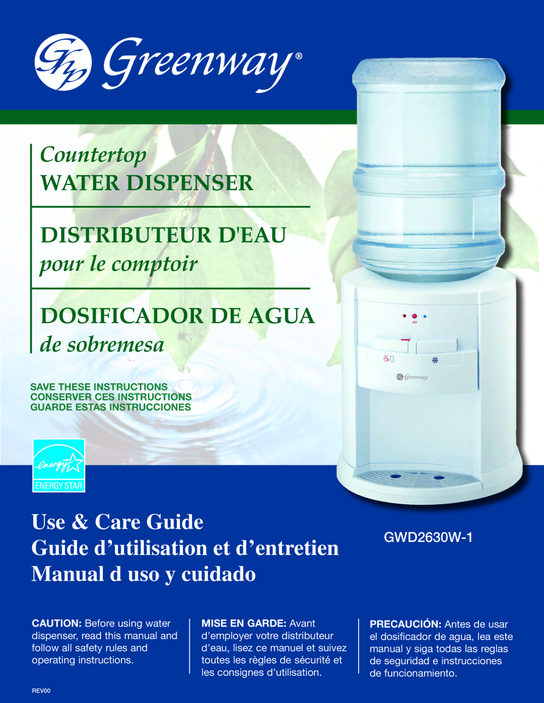 Greenway Home Products GWD2630W-1 manual Water Dispenser 