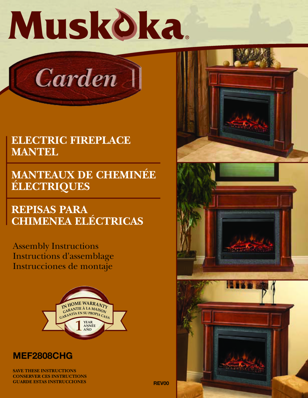 Greenway Home Products MEF2808CHG warranty REV00, Electric Fireplace Mantel, Manteaux De Cheminée Électriques, E Wa 