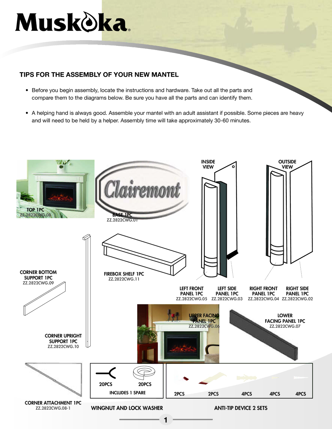 Greenway Home Products MEF2822CWG warranty Tips for the Assembly of your new Mantel 