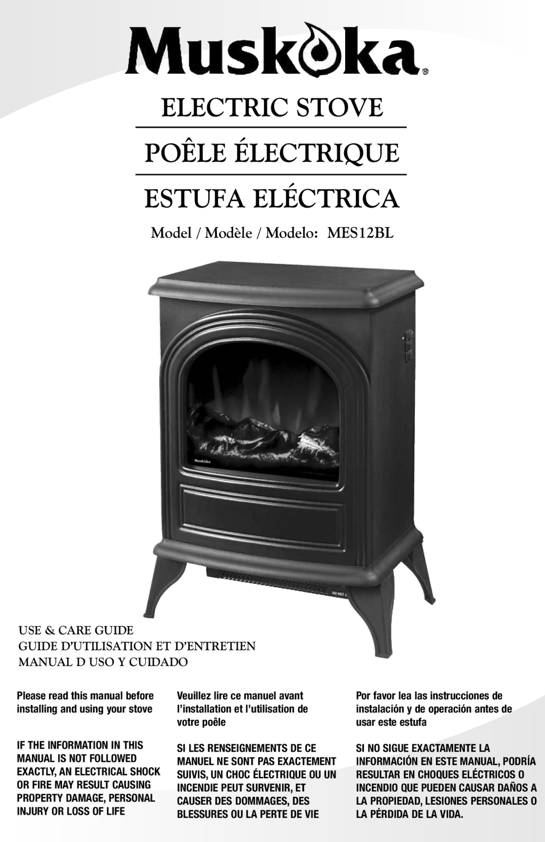 Greenway Home Products MES12BL manual Electric Stove Poêle Électrique Estufa Eléctrica 