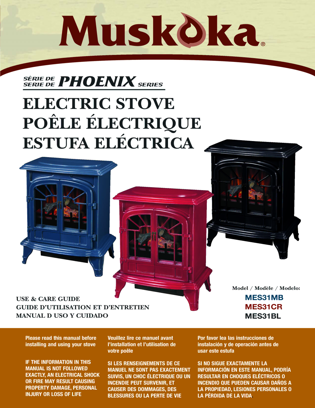 Greenway Home Products MES31CR, MES31MB manual Electric Stove Poêle Électrique Estufa Eléctrica, MES31BL 