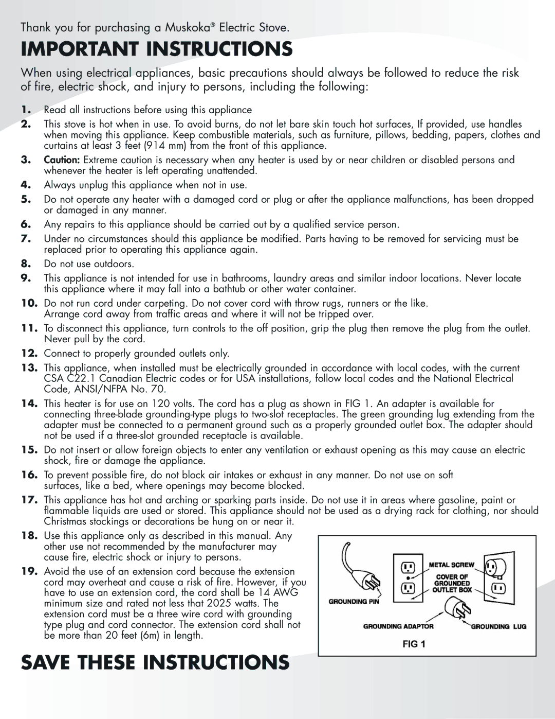 Greenway Home Products MES31BL, MES31MB, MES31CR manual Important Instructions 