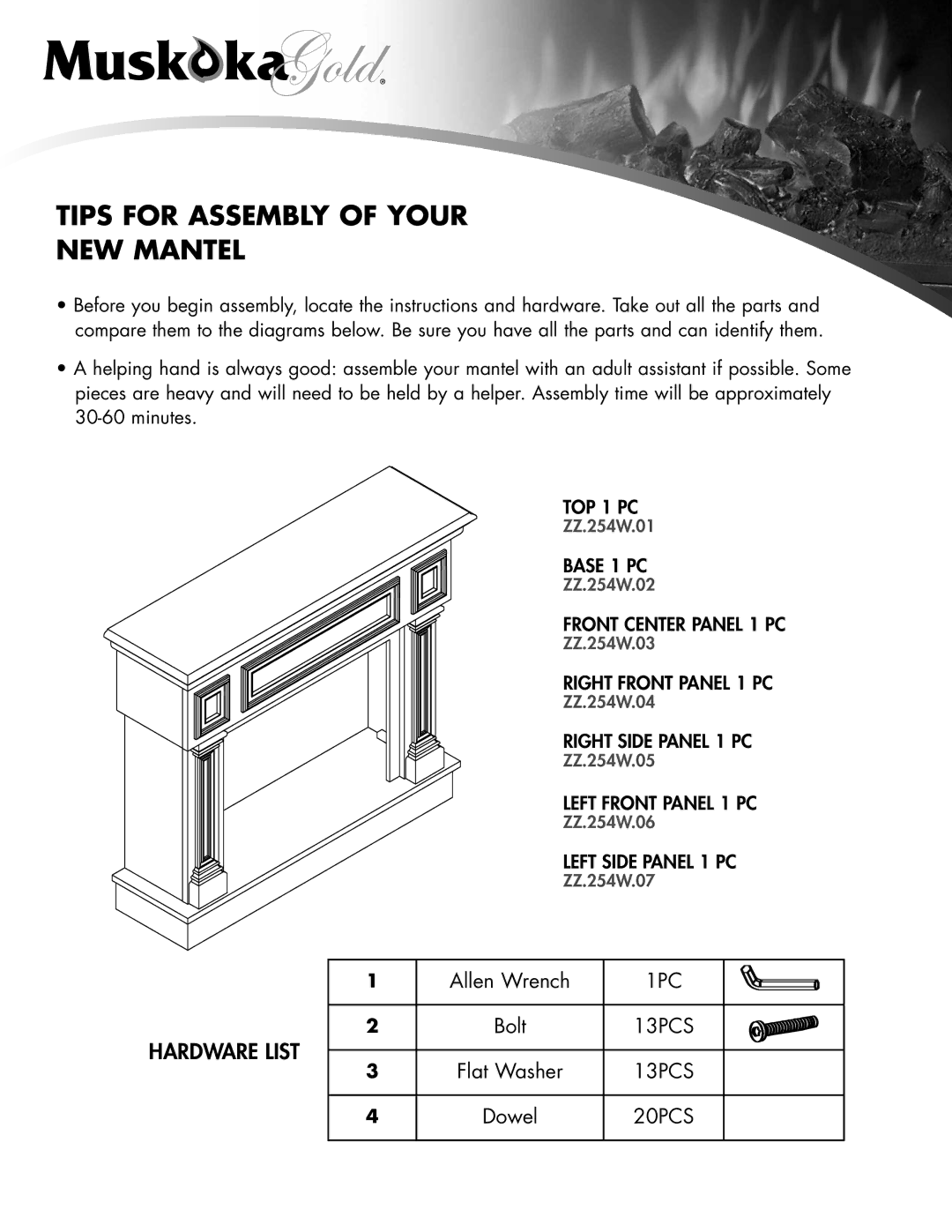 Greenway Home Products MM254W warranty Tips for Assembly of Your NEW Mantel 