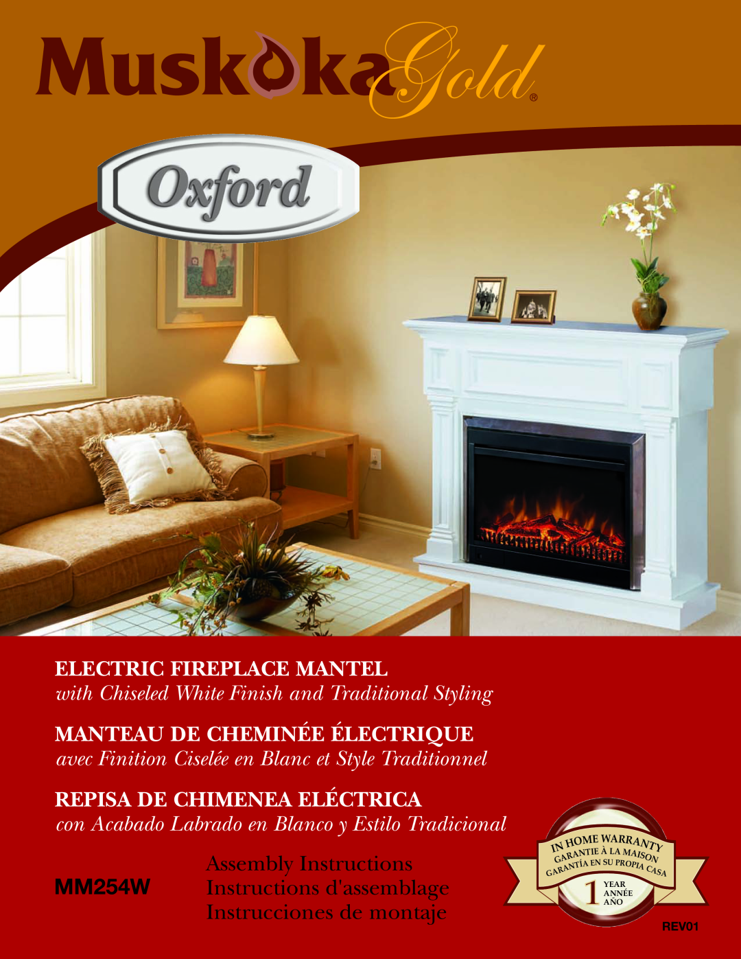 Greenway Home Products MM254W warranty Electric Fireplace Mantel, Manteau De Cheminée Électrique, Assembly Instructions 