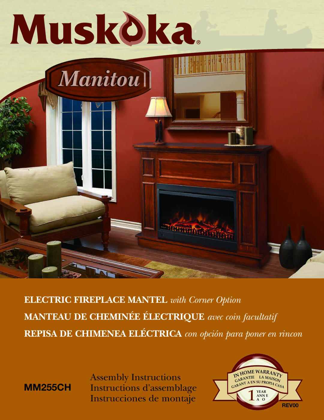 Greenway Home Products MM255CH warranty Repisa DE Chimenea Eléctrica con opción para poner en rincon 