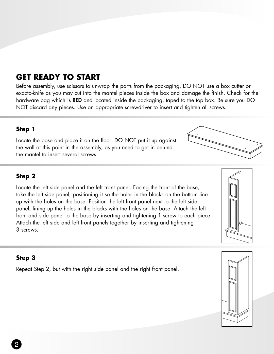 Greenway Home Products MM255CH warranty GET Ready to Start, Step 